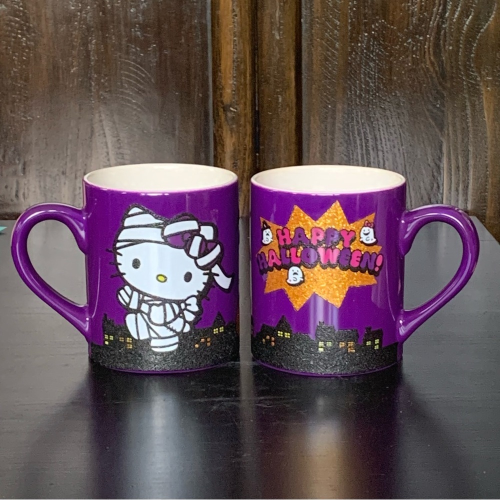 Hello Kitty Mummy Happy Halloween 14oz Purple Ceramic Mug - Ghosts Haunted House